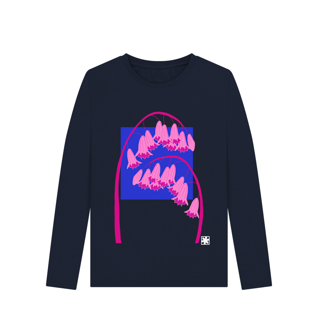 Navy Blue Printed Long Sleeve T Shirt