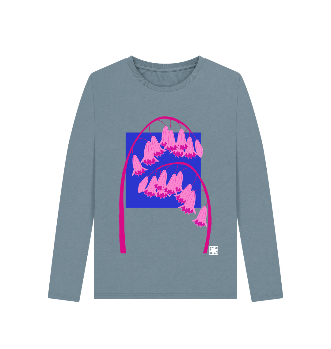 Stone Blue Printed Long Sleeve T Shirt
