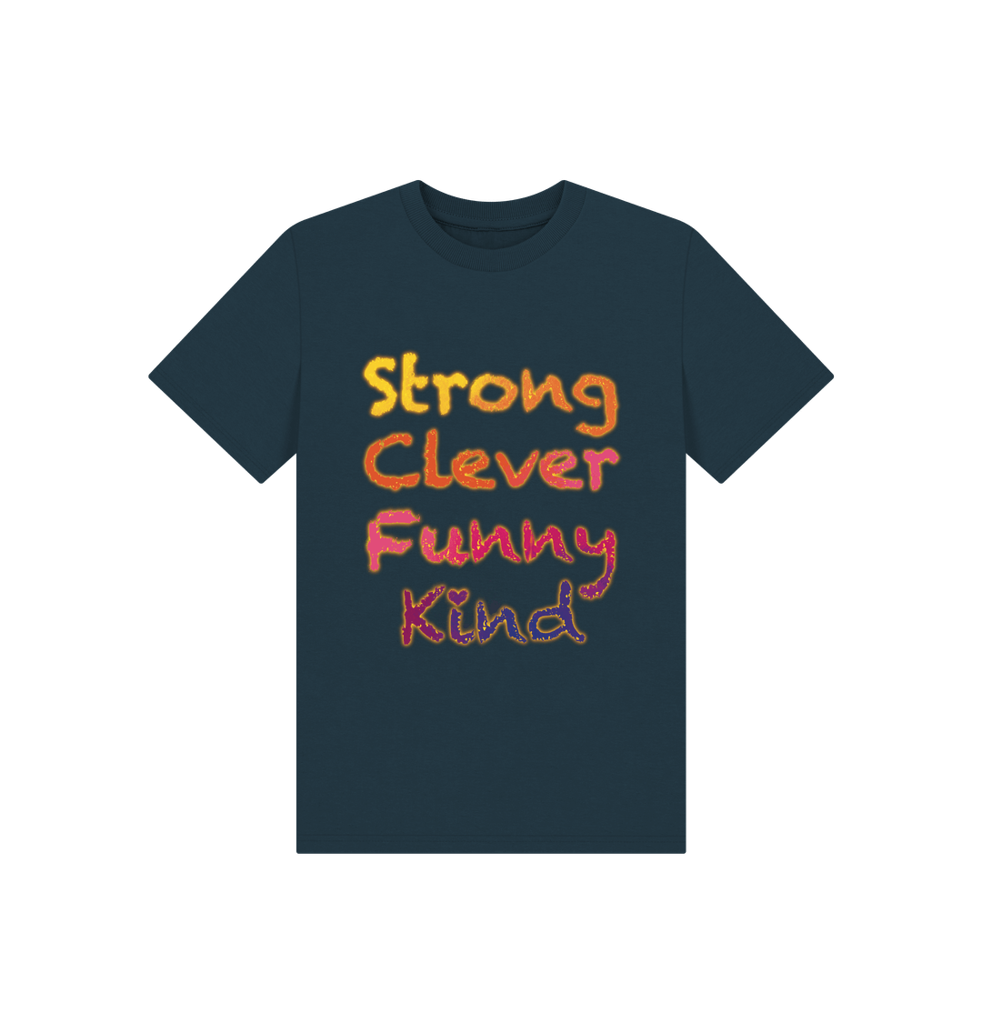 Denim Blue Children's Strong Clever Funny Kind T-shirt