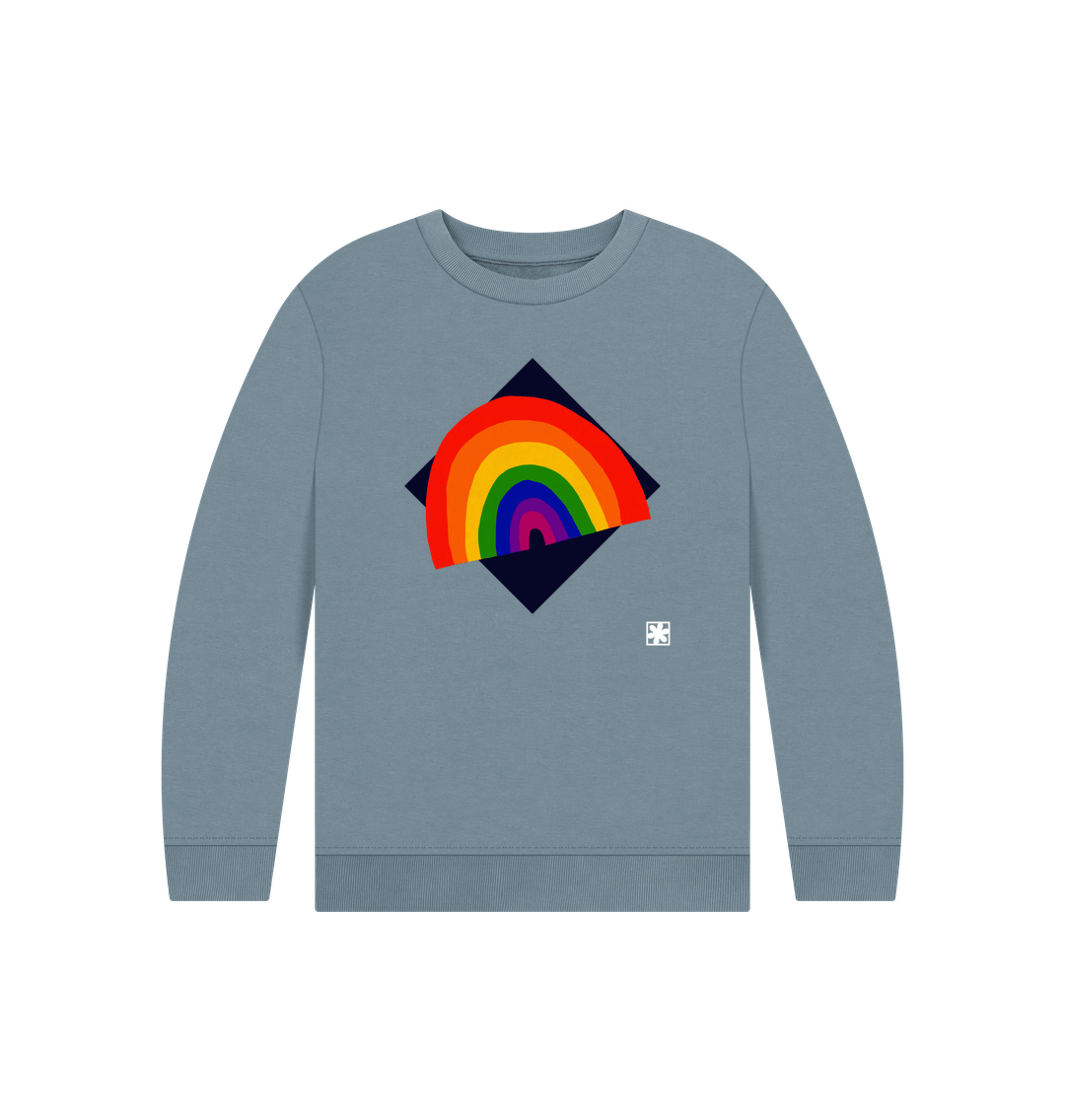 Stone Blue Printed Kids Jumper
