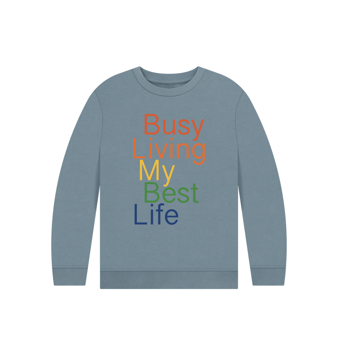 Stone Blue Children's Busy Living My Best Life Jumper