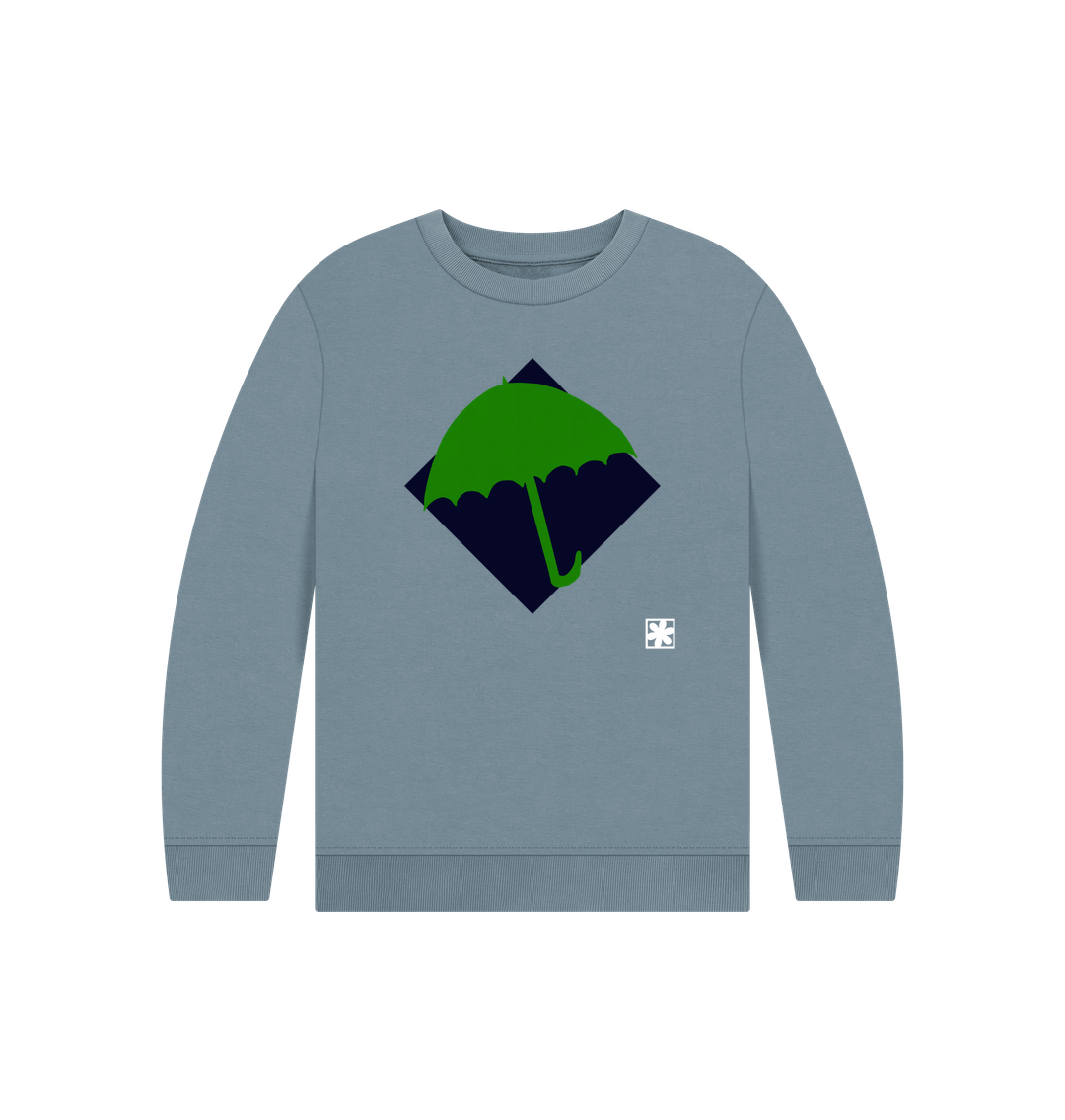 Stone Blue Printed Kids Jumper