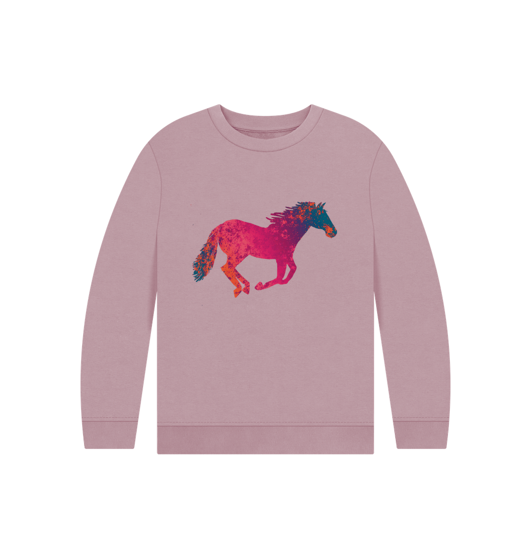 Mauve Children's Graffiti Horse Jumper