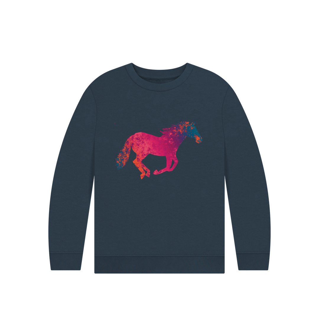Navy Blue Children's Graffiti Horse Jumper