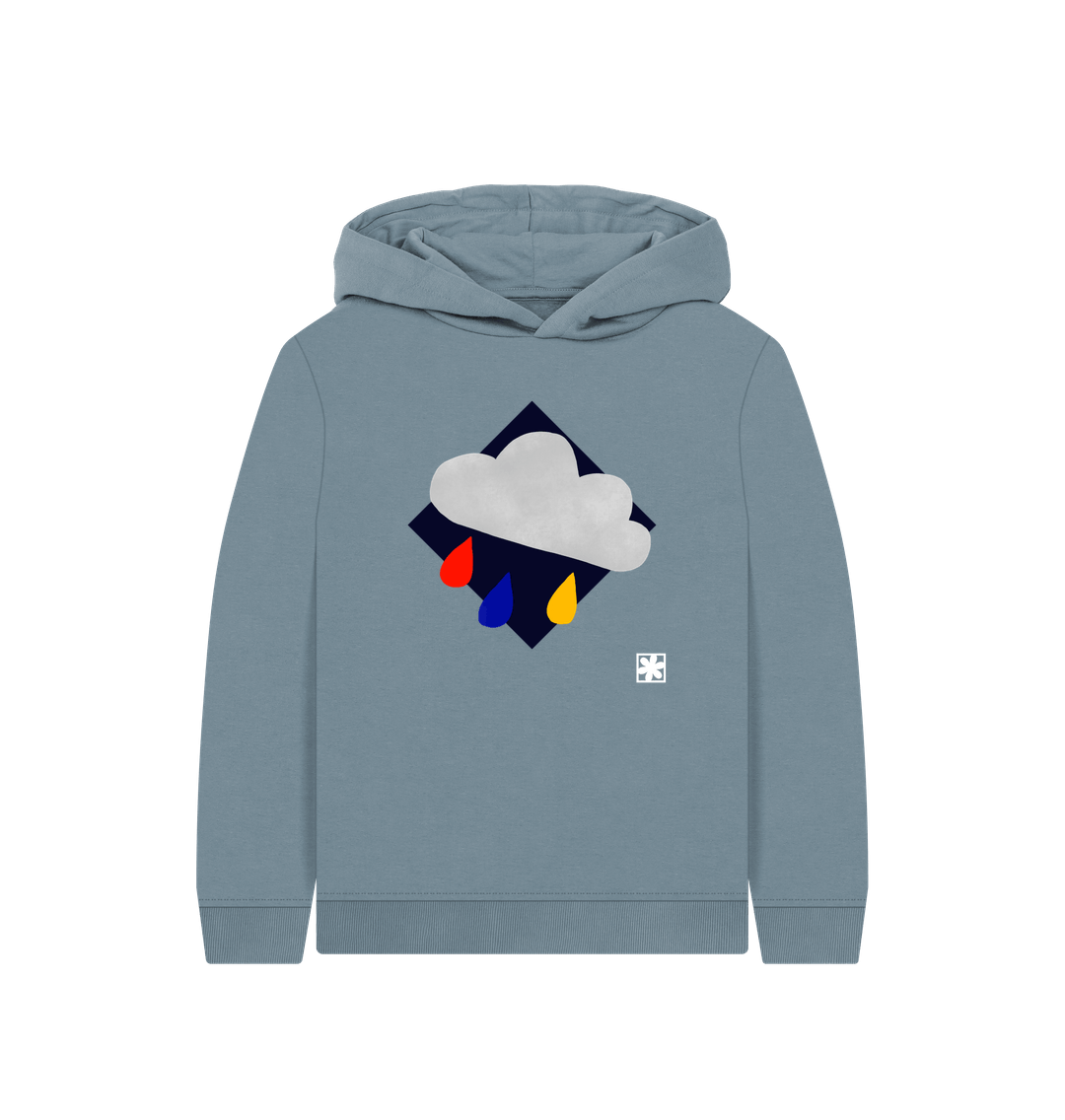 Stone Blue Printed Kids Hoodie