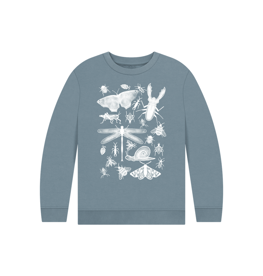 Stone Blue Children's Bugs Jumper