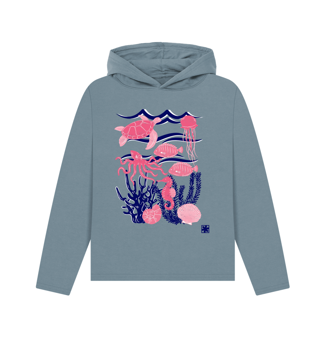 Stone Blue Printed Hoody
