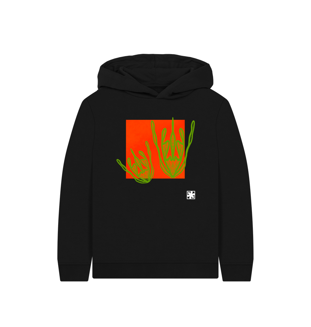 Black Printed Kids Hoodie
