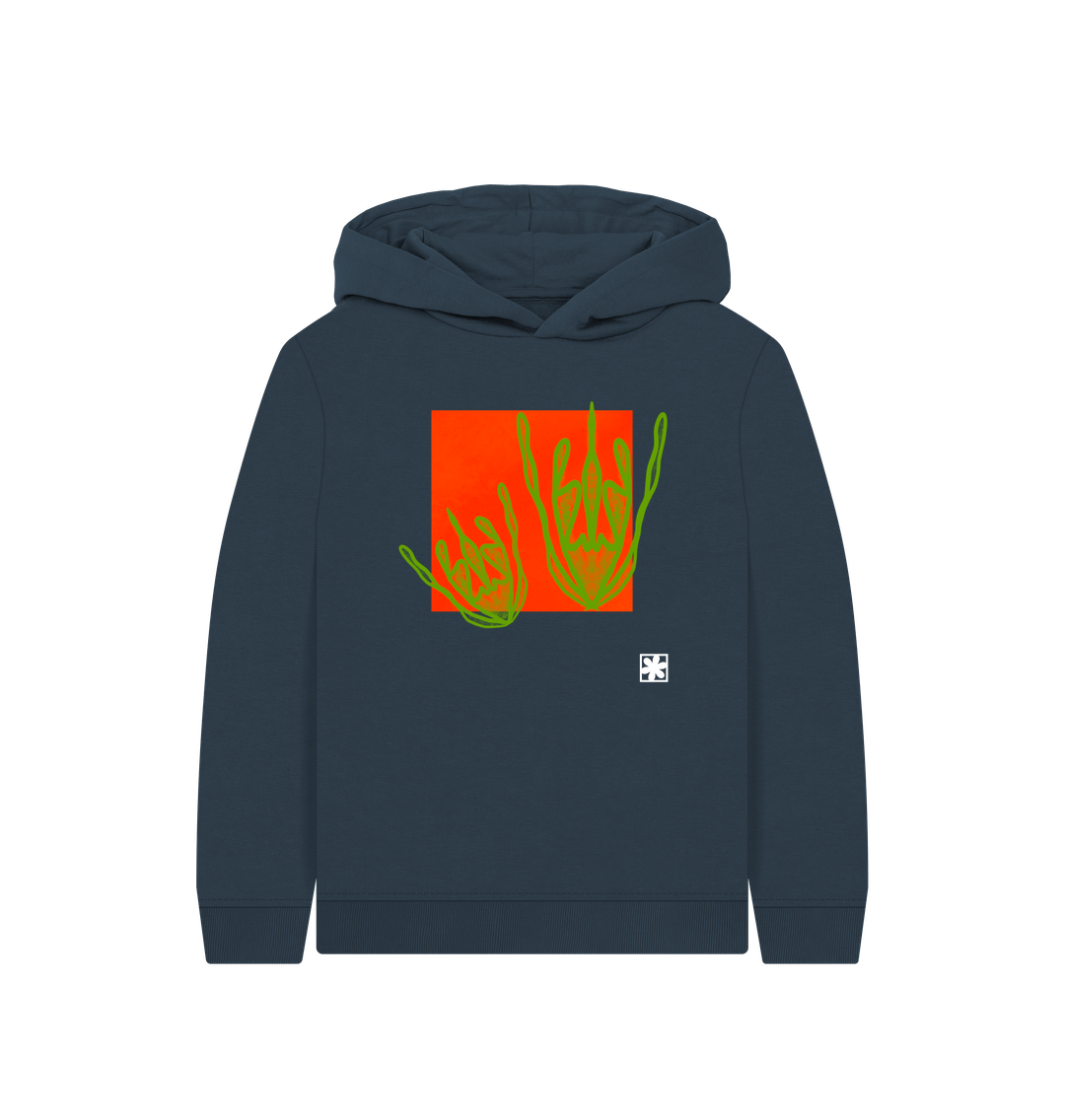 Navy Blue Printed Kids Hoodie