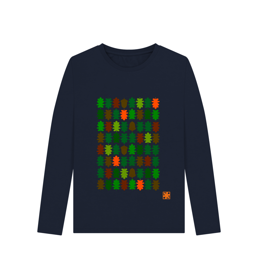 Navy Blue Printed Long Sleeve T Shirt