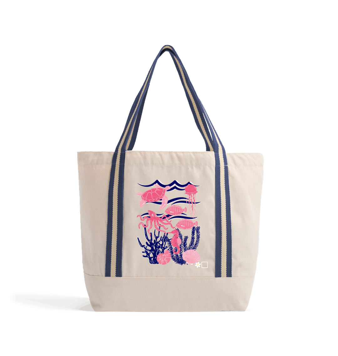 Natural/French Navy Heat Transfer Bag