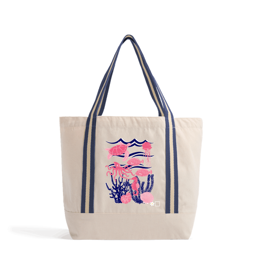 Natural/French Navy Heat Transfer Bag